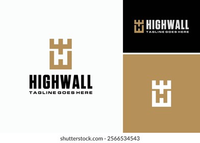 Initial Letter WH HW Monogram with Fort Castle Fortress Rook for Historical Building logo design