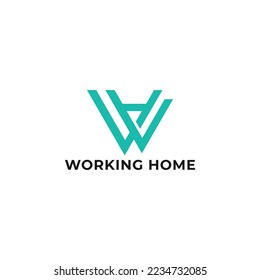 Initial Letter WH Linked Triangle Design Logo