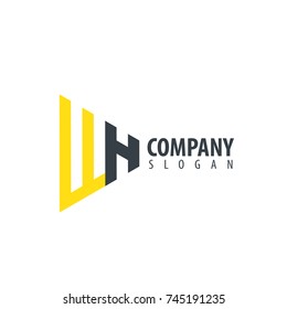 Initial Letter WH Linked Triangle Design Logo