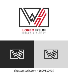 Initial Letter WH linked uppercase overlap modern logo design template. Suitable for business, consulting group company