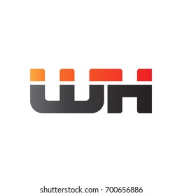 Initial letter WH, straight linked line bold logo, gradient fire red black colors
