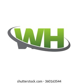 initial letter WH swoosh ring company logo green gray