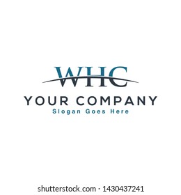 Initial letter WHC, overlapping movement swoosh horizon logo company design inspiration in blue and gray color vector