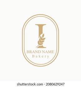 Initial I Letter with Wheat Grain for Bakery, Bread, Cake, Cafe, Pastry, Healthy Food, Cafetarian, Home Industries Business Logo Vector Idea 