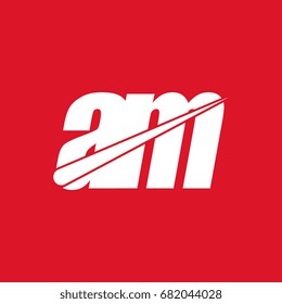 initial letter am white logo in red background