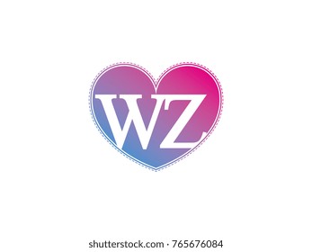 the initial letter WI in the heart symbol as a logo, sign and decoration