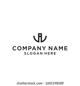 initial letter wi or iw logo design vector illustration template