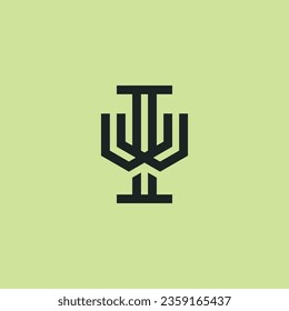 Letra inicial logotipo de monograma WI o IW