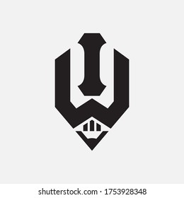 Initial letter WI, IW, W&Pencil or WI&Pencil overlapping, interlock, monogram logo, black color on white background