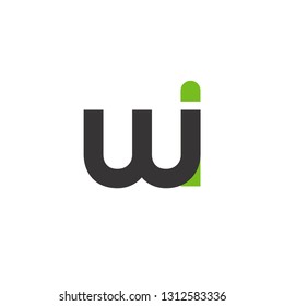 Initial Letter WI Linked Circle Lowercase Logo Black Green Icon Design Template Element - Vector