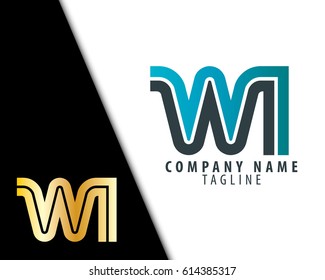 Initial Letter WI Linked Design Logo