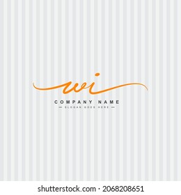 Logotipo de la carta inicial de la WI - logotipo de firma manuscrita