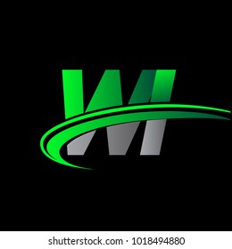 initial letter WI logotype company name colored green and black swoosh design. vector logo for business and company identity.
