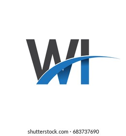 initial letter WI logotype company name colored blue and grey swoosh design. vector logo for business and company identity.
