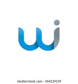 initial letter wi modern linked circle round lowercase logo blue gray