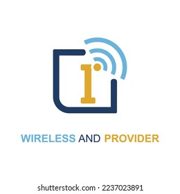 Letra inicial I con icono WIFI para la plantilla de diseño del logotipo de la empresa de servicios para proveedores