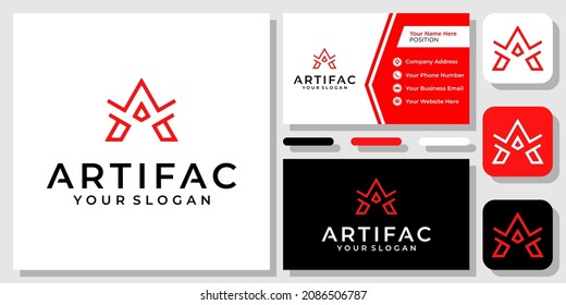 Letra inicial Un diseño de logotipo geométrico elegante y moderno monograma de lujo con plantilla de tarjeta de visita