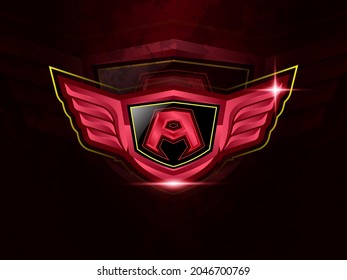 Initial letter A with wings for esport or gaming vector logo template