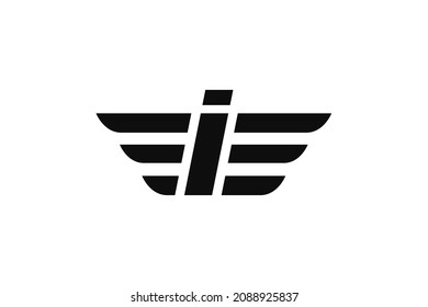 i Initial letter wings logo vector design