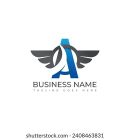 A initial letter with wings logo vector image. A-letter sign and angel wings.Monogram wing logo.Classic emblem.