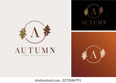 Initialbuchstabe A mit verdrahtetem Eichenholz für das Design des Logos für die Herbstsaison