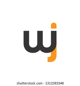 Initial Letter WJ Linked Circle Lowercase Logo Black Orange Icon Design Template Element - Vector