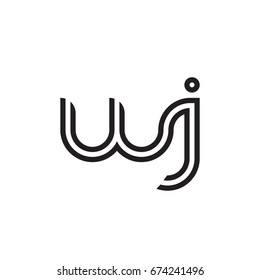 Initial letter wj, linked outline rounded lowercase, monogram black