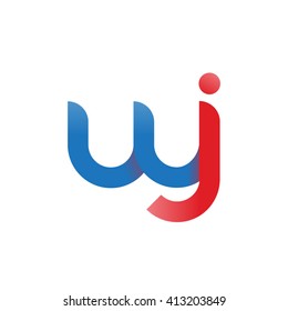 initial letter wj linked round lowercase logo blue red
