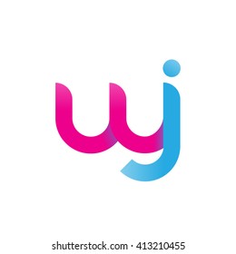 initial letter wj linked round lowercase logo pink blue purple