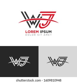 Initial Letter WJ linked uppercase overlap modern logo design template. Suitable for business, consulting group company