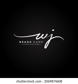 Initial Letter WJ Logo - Hand Drawn Signature Logo