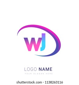 initial letter WJ logotype company name, coloreful and swoosh design. vector logo for business and company identity.
