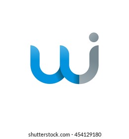 initial letter wj modern linked circle round lowercase logo blue gray