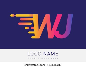 Initial Letter WJ speed Logo Design template, logotype company name colored yellow, magenta and blue.for business and company identity.
