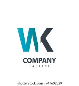 Initial Letter WK Design Logo