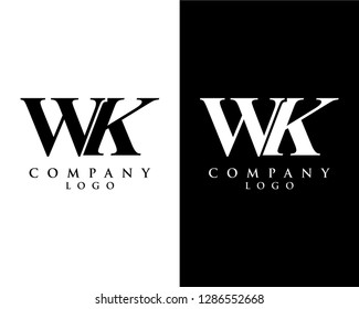 initial letter wk, kw logotype company name black and white design. vector logo for business and company identity