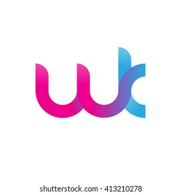 initial letter wk linked round lowercase logo pink blue purple
