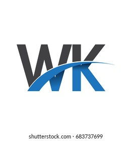 initial letter WK logotype company name colored blue and grey swoosh design. vector logo for business and company identity.
