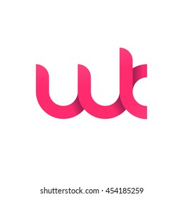 initial letter wk modern linked circle round lowercase logo pink