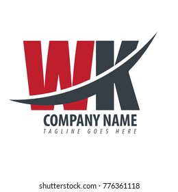Initial Letter WK Overlapping Logo