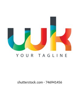 Initial Letter WK Rounded Design Logo