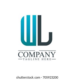 Initial Letter WL Linked Box Design Logo