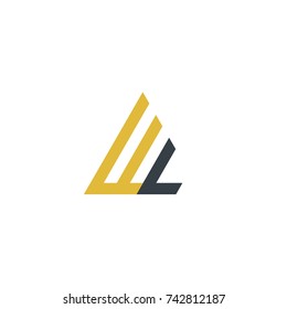 Initial Letter WL Linked Triangle Design Logo