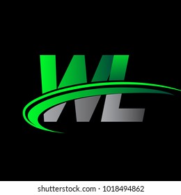 initial letter WL logotype company name colored green and black swoosh design. vector logo for business and company identity.
