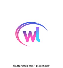 initial letter WL logotype company name, coloreful and swoosh design. vector logo for business and company identity.
