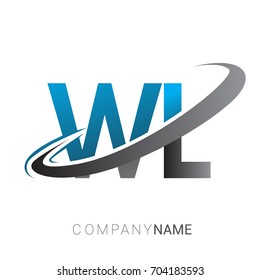 initial letter WL logotype company name colored blue and grey swoosh design. logo design for business and company identity.