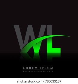 initial letter WL logotype company name colored green and black swoosh design. vector logo for business and company identity.

