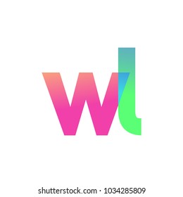 Initial Letter WL Lowercase Logo green, pink and Blue, Modern and Simple Logo Design.