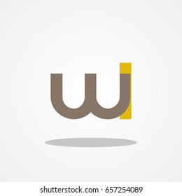 Initial letter WL lowercase logo design template brown coffee dark orange