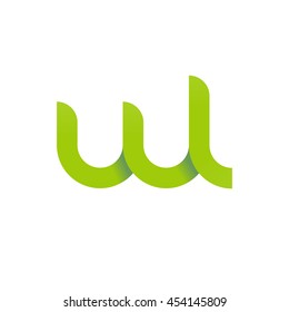 initial letter wl modern linked circle round lowercase logo green